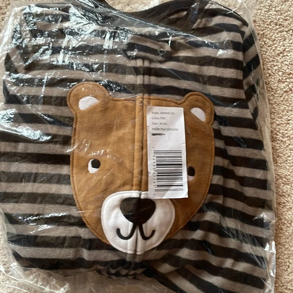 Carter's Toddler Boy's Bear Striped Fleece Footless Pajama Sleeper, Size 4T NWT